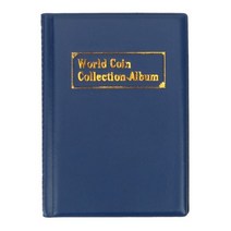 동전 수집 앨범 케이스 120 조각 멀티 키네틱 PVC 지폐 수집가를위한 책 배지 액세서리, navy blue