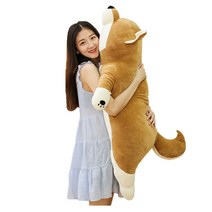 Neirny 롱 인형 바디필로우 잠자는 모찌시바견 쿠션 대형 롱쿠션 인형베개, 브라운 115cm
