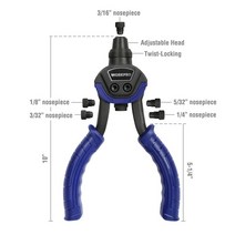 리벳건 블라인드 리벳못 리베팅 WORKPRO 10 리벳 너트가 리베 터 건 핸드 팅 키트 홈 DIY 손톱, Riveter Gun, CHINA