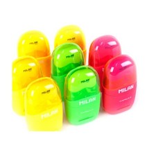 밀란 플루오 캡슐 연필깎이+지우개 MILAN FLUO CAPSULE, 오렌지