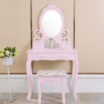 브노오 나비화장대 의자세트 당일발송 화장대, 로제화장대_핑크