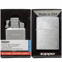 Zippo Lighter Insert Double Torch + Chrome Lighter 지포 라이터 인서트 터보 더블 토치형 + 크롬 오일 라이터 (케이스), 1세트(터보 더블 인서트 + 오일 라이터)