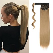 Cybelleza 포니테일 익스텐션 롱 스트레이트 포니테일 익스텐션 랩 어라운드 55.9cm(22인치) 포니 테일 클립 헤어 익스텐션 포니테일 합성 헤어피스 여성용 블랙 믹스, Straight, Dirty Blonde, Dirty Blonde