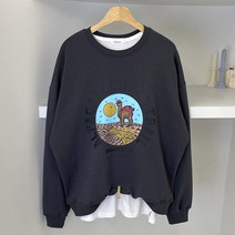 UNI 워싱 양기모 낙타 박스 맨투맨