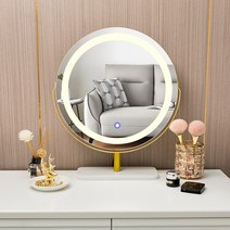 탁상 거울 화장대 스탠드 이케아 LED 원형 인테리어 엔틱용 조명 접이식 간접 책상 탁상용 거울 탁상용 랜턴 라이트 led 미러 램프 침실 모던 심플 메이크업 미러 수광등, 23 翻转흰색 대리석 거울50（충전기）