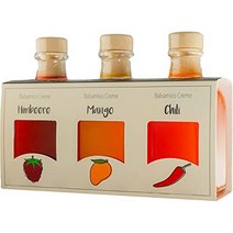 foodoko 최고급 - 발사믹 식초 크림 선물 세트 라즈베리 망고 앰프 3x100ml 병에 담긴 칠리 스페인 델리카트슨
