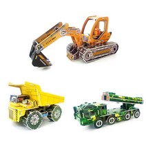 3D 중장비 종이퍼즐 5종/덤프 트럭 헬리콥터 포크레인, 스토어마그넷 덤프트럭