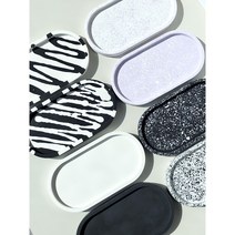 제스모나이트 테라조트레이 타원형트레이 스플래쉬 인테리어소품 집들이선물, 단색(화이트)