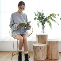 통나무 통원목 촬영용 의자 스툴 원통의자 동글이, 31 높이 60구경 40-45cm