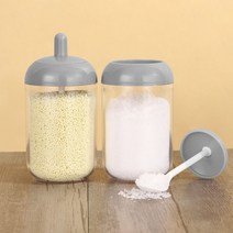 2 팩 홈 주방 글루타민산 나트륨 조미료 병 홈 뚜껑이 있는 조미료 상자 투명 조미료 항아리 소금 항아리 흰색, 회색