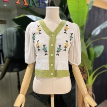 파르베 꽃자수뜨개쉬폰플라우스(F22B44404)