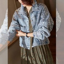 트위드 자켓 하객룩 2022 홀 진 자켓 여성 봄 짧은 스팽글 데님 스플 라이스 가을 폭탄 여성용 배꼽