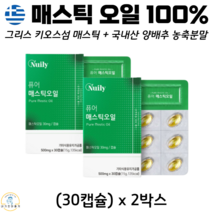 그리스산 매스틱 오일 캡슐 100% 스페인산 올리브유 국산 양배추 농축분말, 2박스, 500mg x 30캡슐
