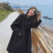 꽃소담 Winter Coat ZYZC4589 카키 트렌치 코트 여성 봄 가을 2021 년 중장 작은 키 올해 유행 기질 코트