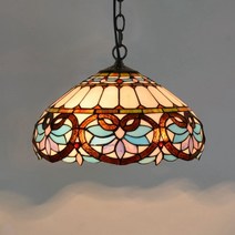 스테인드글라스 식탁 위 팬던트 레일 인테리어 스테인글라스조명 로즈 02오렌지 30CM, 네이비그린 19블루하트40CM