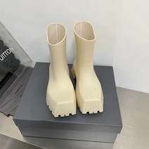 레인부츠 반부츠 앵글 패션 장화 남성 및 여성용 스퀘어 헤드 미디엄 부츠 두꺼운 밑창 방수 미끄럼 방지 신발