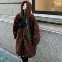 가을 겨울 여성 양털 후리스 코트 후드집업 점퍼 플리스 롱코트 빅사이즈