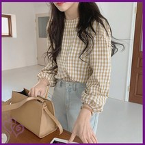 셔츠 러블리 블라우스 벌룬 소매 브라우스 상의 나들이 고방 체크 옷 추천 여성 여자 패션 트렌드 스타일 가을 겨울 데이트 룩북 외출 사무실 오피스 출근 편한 옷 대학생 리빙 센스 디자인 가성비 패셔니스타
