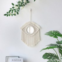 인테리어 액자 거울 탁상용 스탠드거울 거울 벽 Macrame 라운드 미러 Boho 홈 침실 거실 욕실 방, 05 wall mirror M0761