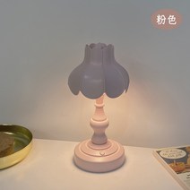 빈티지 북유럽 엔틱 복고 스탠드 미니 조명 꽃 무드등, 연핑크