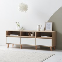 [★1만원 추가할인중!]장인가구 헤렌 높은 수납 거실장 1500 3서랍, 아카시아화이트