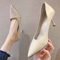 20대 데님 캐주얼룩 스타일 매치 뾰족코 하이힐 7cm ..