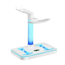 PS VR2 듀얼 컨트롤러 충전기 도크 표시등 포함 마그네틱 충전 베이스 RGB 라이트 VR 헤드셋 디스플레이 스탠드, 없음, 1.White