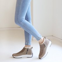 로딘스타 여성 통굽 발편한 스포티 앵클 털 부츠 베이글