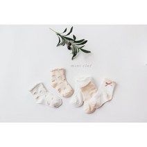 베이지 플라워 레이스 북유럽풍 삭스 세트 (5ea 1set)