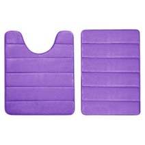 자개테이블매트 식탁유리대용 우드 pvc Olanly욕실 러그 세트 2 개 미끄럼 방지 흡수성 샤워 패드 부드러운 메모리 폼 U 자형 화장실 카펫 직사각형 바닥 목욕 매트, 43x119cm 51x61cm_Purple