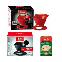 멜리타 레디 세트 조 싱글 컵 커피 브루어 메이커 블랙 레드 브라운 콘 필터 100개 핸드드립 드리퍼