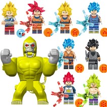 중국 호환 레고 블록 만화 코믹스 드래곤볼 배지터 손오공 퓨전 여의봉 거대 원숭이 사이어인 차오즈 18호 갓 초사이어인, B.미니피겨 8개 + 거대 원숭이 사이어인 A