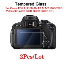 배터리 카메라용 밧데리 캐논 EOS R R5 R6 Ra RP M M2 100D 1Dx 유리 스크린 보호 필름 용 2Pcs 강화, 01 EOS 600D