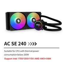 cpu aigo ac 120 240 360mm 팬 액체 수냉식 쿨러 rgb 방열판 통합 라디에이터 lga 2066201111511155am3+am4 amd, 에이스 240