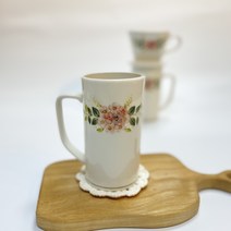 수국 빅머그 아이스아메리카노 머그 핸드페인팅 도자기 570ml, 수국 빅머그+손뜨개받침