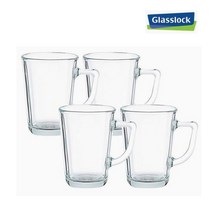 글라스락 내열강화 홈카페머그 350ml 4P 커피믹스머그/쥬스잔, 4개, 투명