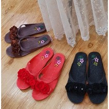 꽃 젤리 슬리퍼 어린이집교사실내화 층간소음 주방 사무실 꽃 실내화 거실화 무중력 슬리퍼, 블랙