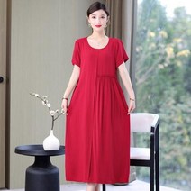 통통녀원피스 44사이즈 상견례 옷차림 우아한 a라인 빈티지 슬림 캐주얼 드레스 여성용 신제품 패션 여름 의류 반팔