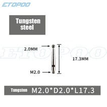 측량 용접다이얼 테스트 표시기의 접촉점 루비 팁 2mm 볼 직경 18mm 길이 M2.0 나사 측정 분석 계측기 게이, 13 M2.0xL17.3 T
