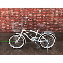 Kawasaki 일본자전거 출퇴근 클래식 여성용 20인치 비치크루저 미니벨로 자전거, 단속 + 흰색, 20인치cm