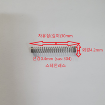 선경0.4mm(sus-304) 길이30mm 스테인레스 압축 스프링1set-50개