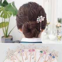 살롱드메리 포인트리본 한복비녀 돌잔치 올림머리 혼주 뒤꽂이 뒷꽂이