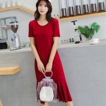 봄 여름 레드 여성의류 여름 원피스 캠퍼스룩 데이트룩 코디 여자 사계절 미디 여성 롱 캐주얼 반팔 하객룩 휴양지원피스