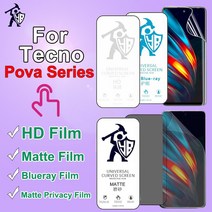 HD 무광 스크린 프로텍터 Tecno Pova Neo 2 3 4 5G 하이드로겔 필름 Shark 10 9 8 7 6 Pro 풀 커버 멤브레인 TPU, [02] 2pcs Anti Blue, [01] Hydrogel Film, [14] Tecno Pova 4, 1개