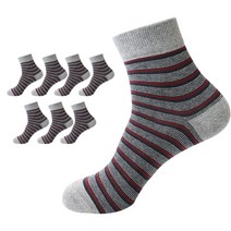 PRS 남성용 빅사이즈 큰발 스트라이프 중목양말 8켤레