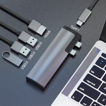 베이식스 P5 듀얼 USB3.1 C타입 5in1 멀티허브 그레이