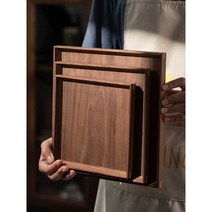 베이킹 트레이 원목 사각 쟁반 진열 베이커리 카페, 블랙 월넛 핸들 40x30x4cm