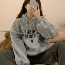 베베디 여성용 애슬러 이니셜 기모 후드티