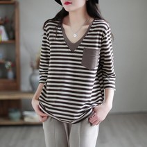 쩐쿠 여성 가을 엘라즈줄리티 줄무늬 티 T1434