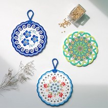 도자기 냄비받침 세라믹 컵받침 주방 인테리어용 음식점 주방필수품, 냄비받침 라운드도트20x20 B, 라운드도트20x20 B